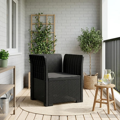 1-Seater with Cushion Rattan Look PP Anthracite Armchair with anthracite seat cushion