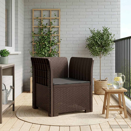1-Seater with Cushion Rattan Look PP Brown Armchair with anthracite seat cushion