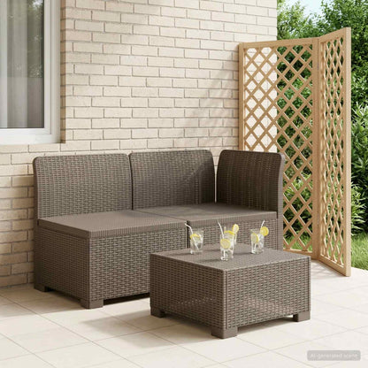 1-Seater with Cushion Rattan Look PP Light Grey Middle + corner without cushion