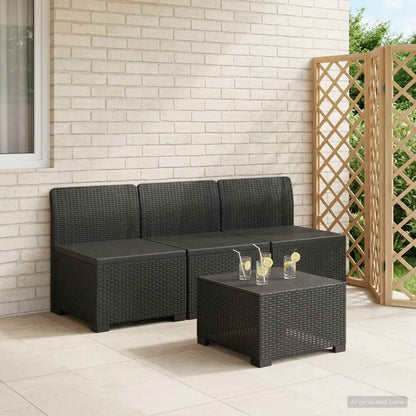 1-Seater with Cushion Rattan Look PP Anthracite 3x middle without cushion