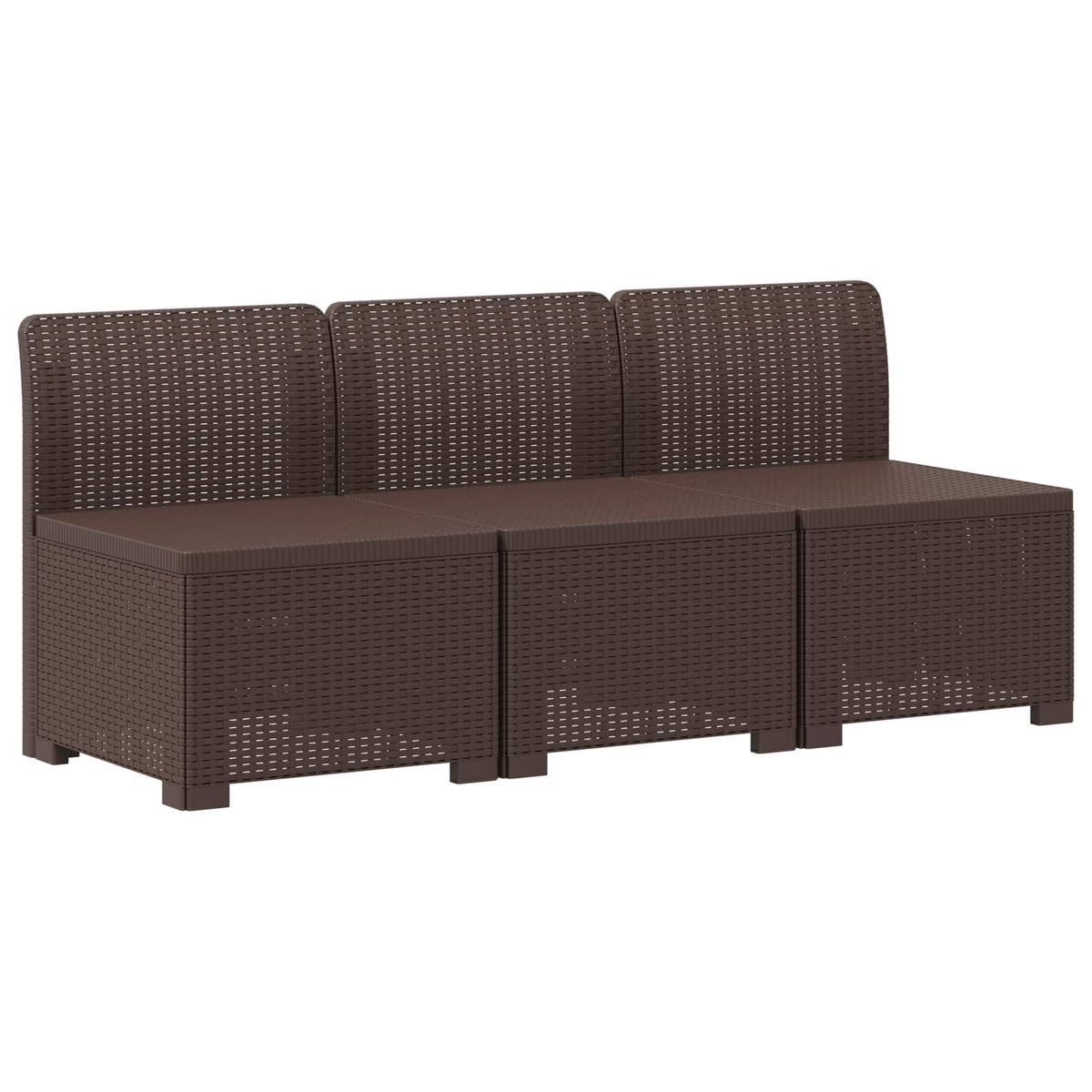 vidaXL 3-Seater Garden Sofa Rattan Look 3-Seater PP Brown 2
