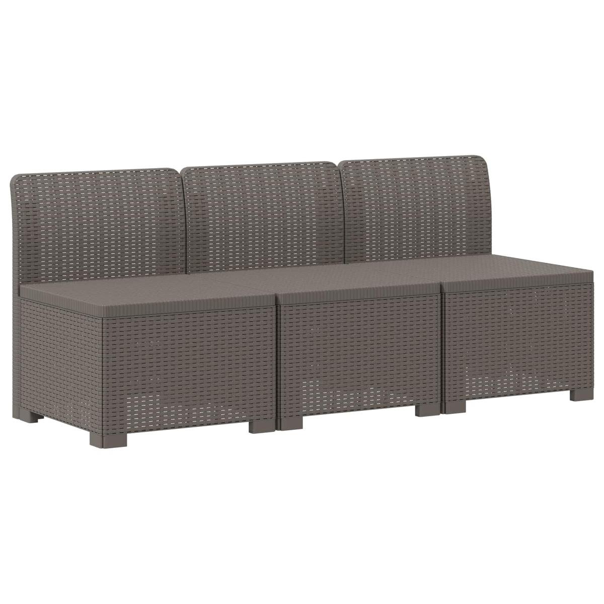 1-Seater with Cushion Rattan Look PP Light Grey 3x middle without cushion