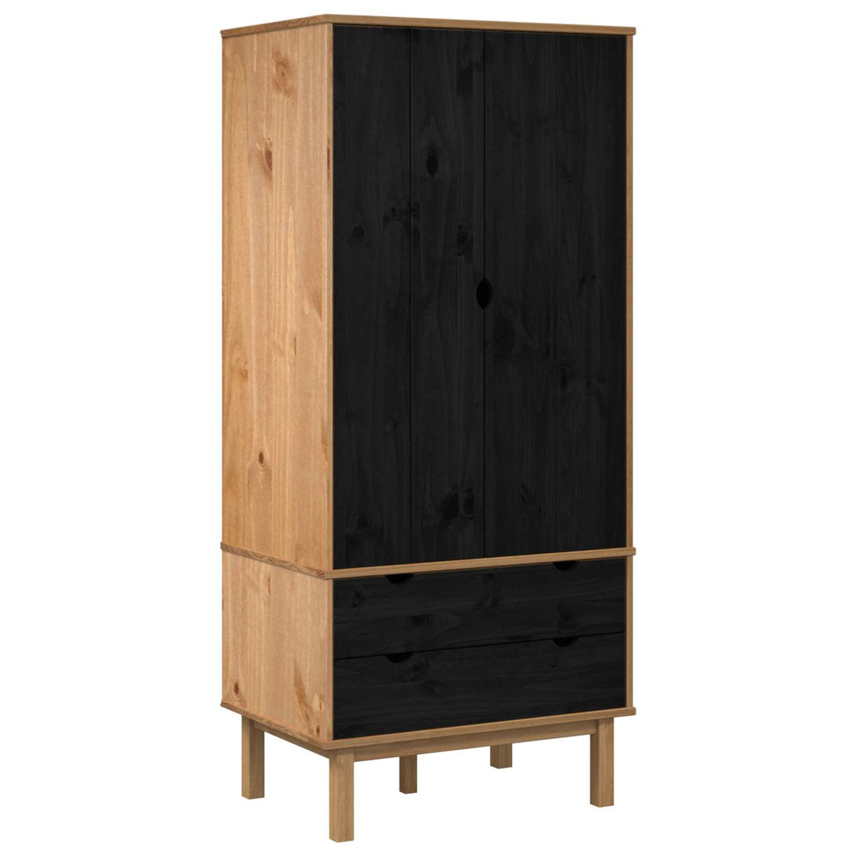 Wardrobe "OTTA" 76,5x53x172 cm Solid Wood Pine Black