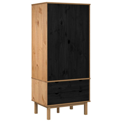 Wardrobe "OTTA" 76,5x53x172 cm Solid Wood Pine Black