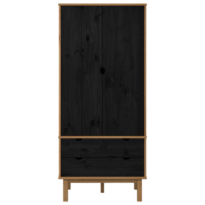 vidaXL Wardrobe OTTA Black 76.5 x 53 x 172 cm Solid Pine Wood 4