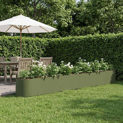 Raised Garden Bed 380 x 40x 40 cm Steel Olive green