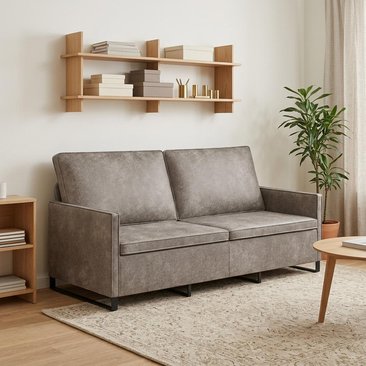 vidaXL 3 Seater Sofa Light Grey 190 x 81 x 82 cm Faux Suede Fabric 1