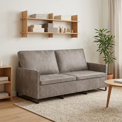 vidaXL 3 Seater Sofa Light Grey 190 x 81 x 82 cm Faux Suede Fabric 1