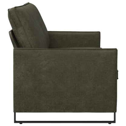 vidaXL 3 Seater Sofa Army Green 190 x 81 x 82 cm Faux Suede Fabric 4