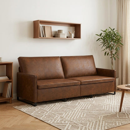 vidaXL 3 Seater Sofa Brown 220 x 81 x 82 cm Faux Suede Fabric 1