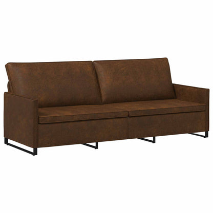 vidaXL 3 Seater Sofa Brown 220 x 81 x 82 cm Faux Suede Fabric 2