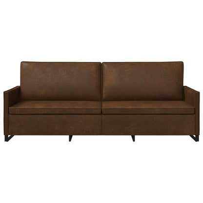 vidaXL 3 Seater Sofa Brown 220 x 81 x 82 cm Faux Suede Fabric 3
