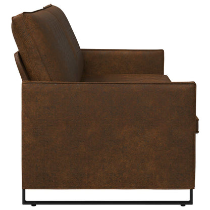 vidaXL 3 Seater Sofa Brown 220 x 81 x 82 cm Faux Suede Fabric 4