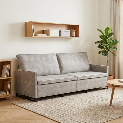vidaXL 3 Seater Sofa Light Grey 220 x 81 x 82 cm Faux Suede Fabric 1