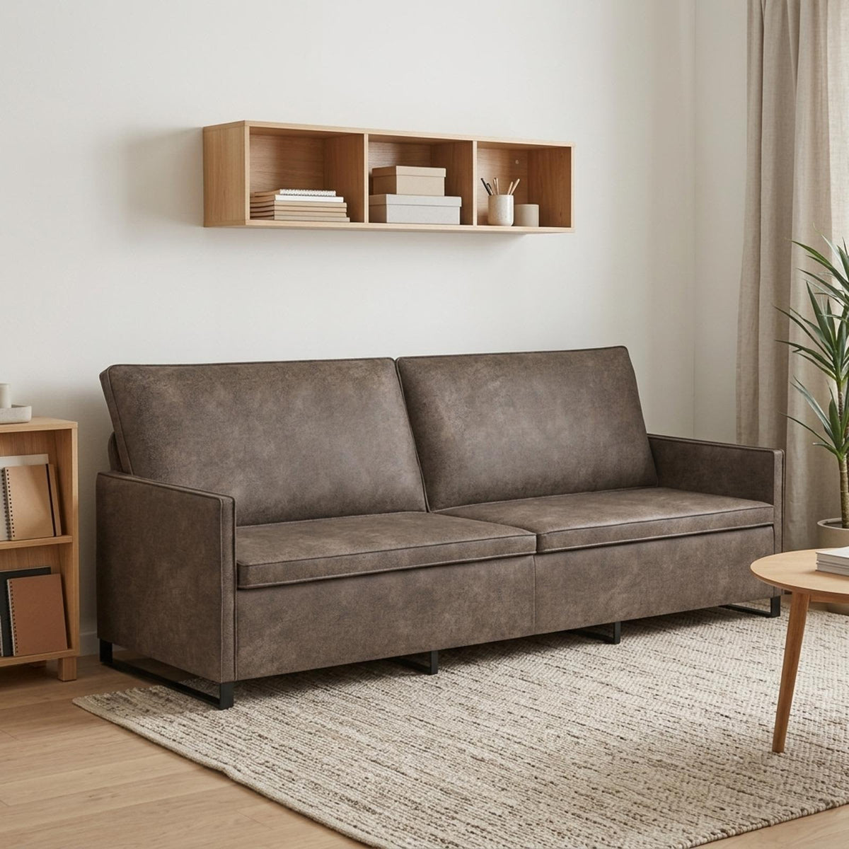 vidaXL 3 Seater Sofa Dark Grey 220 x 81 x 82 cm Faux Suede Fabric 1