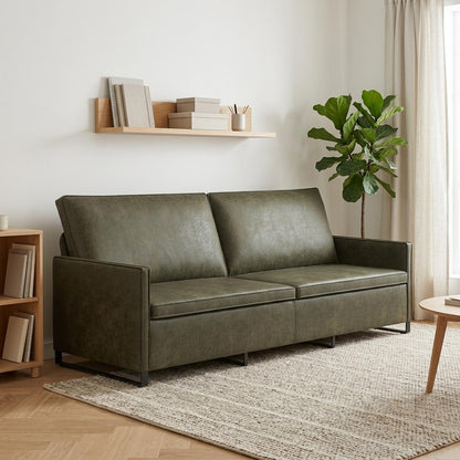 vidaXL 3 Seater Sofa Army Green 220 x 81 x 82 cm Faux Suede Fabric 1