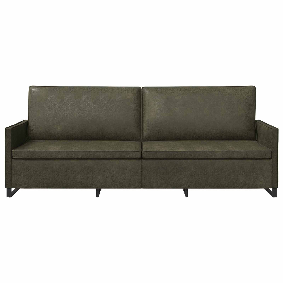 vidaXL 3 Seater Sofa Army Green 220 x 81 x 82 cm Faux Suede Fabric 3