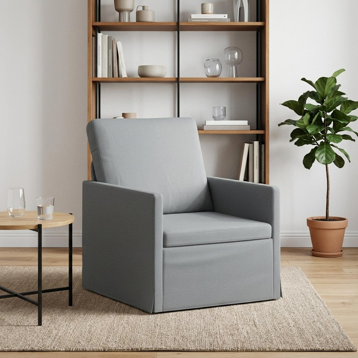 Armchair 70 x 81 x 82 cm Fabric 60 cm Light grey