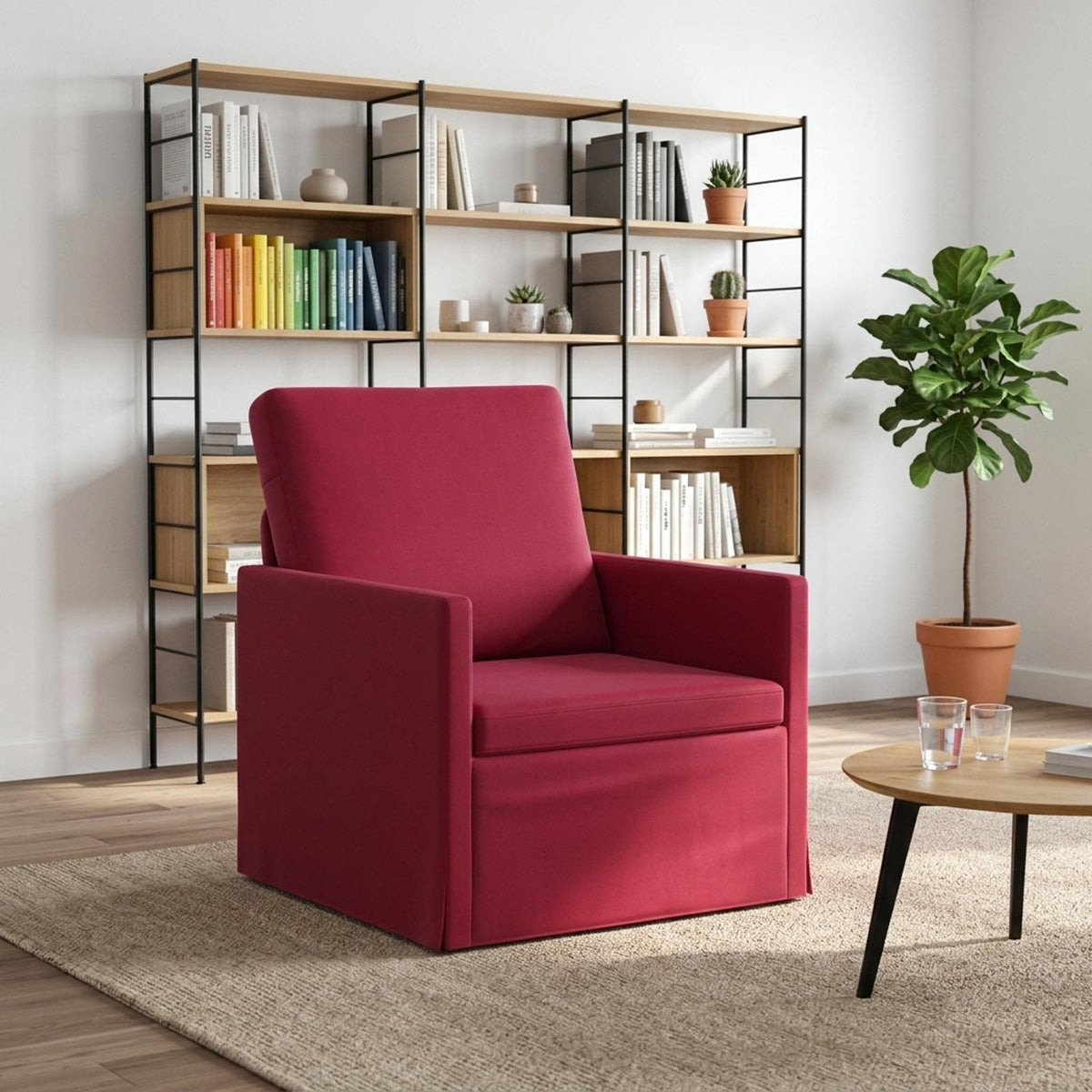 Armchair 70 x 81 x 82 cm Velvet 60 cm Wine red