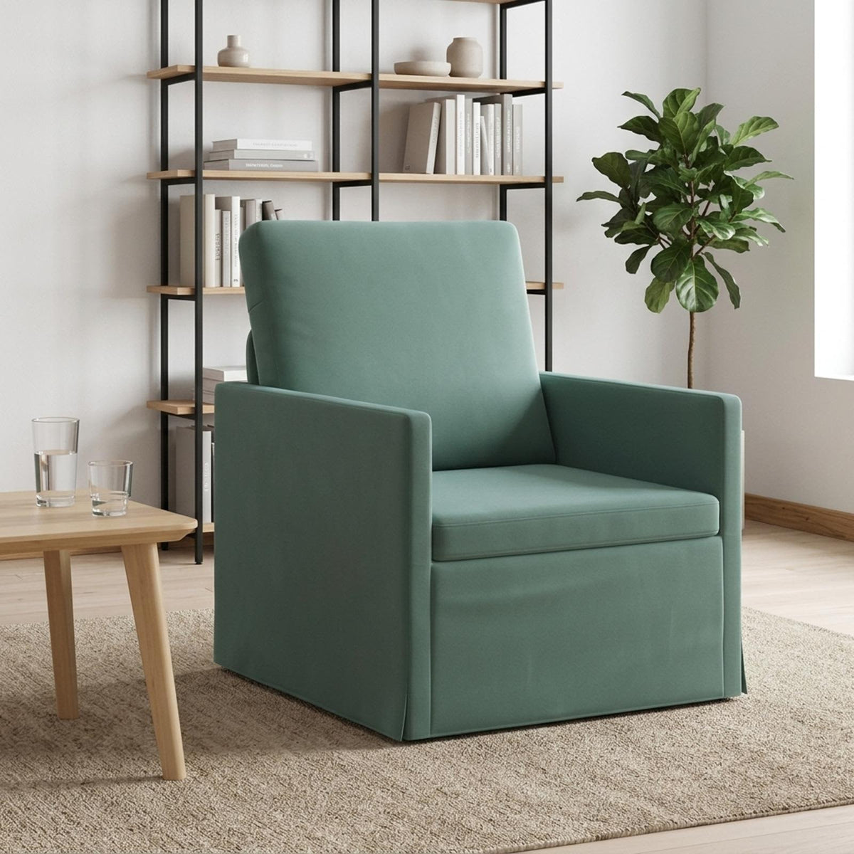Armchair 70 x 81 x 82 cm Velvet 60 cm Sea green
