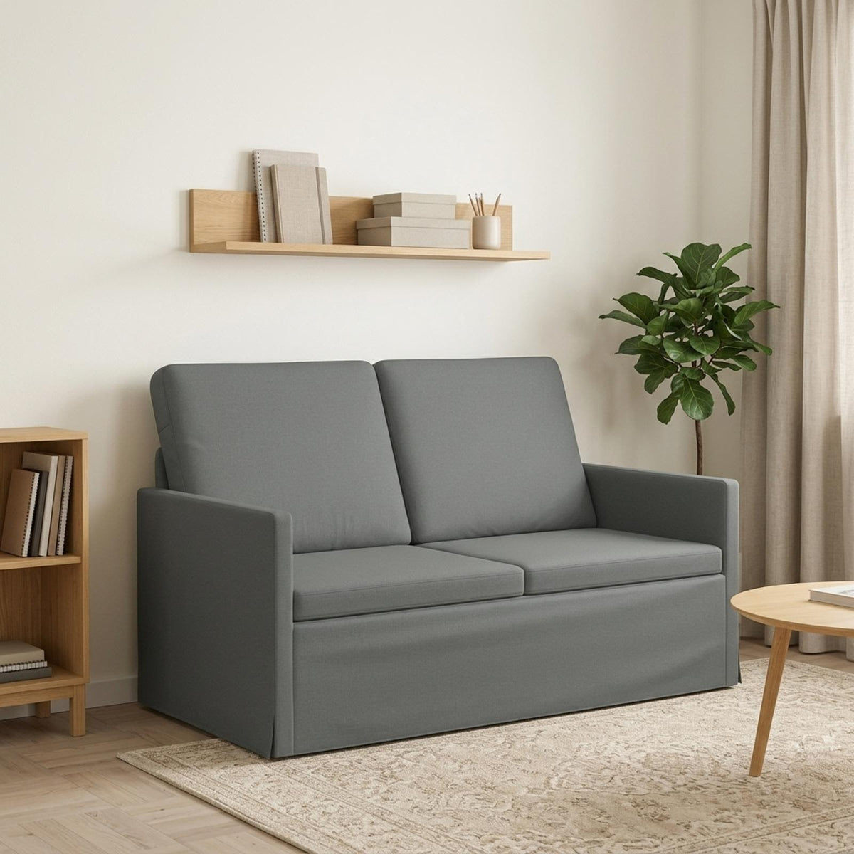 2 Seater Sofa 130 x 81 x 82 cm Fabric 120 cm Dark grey