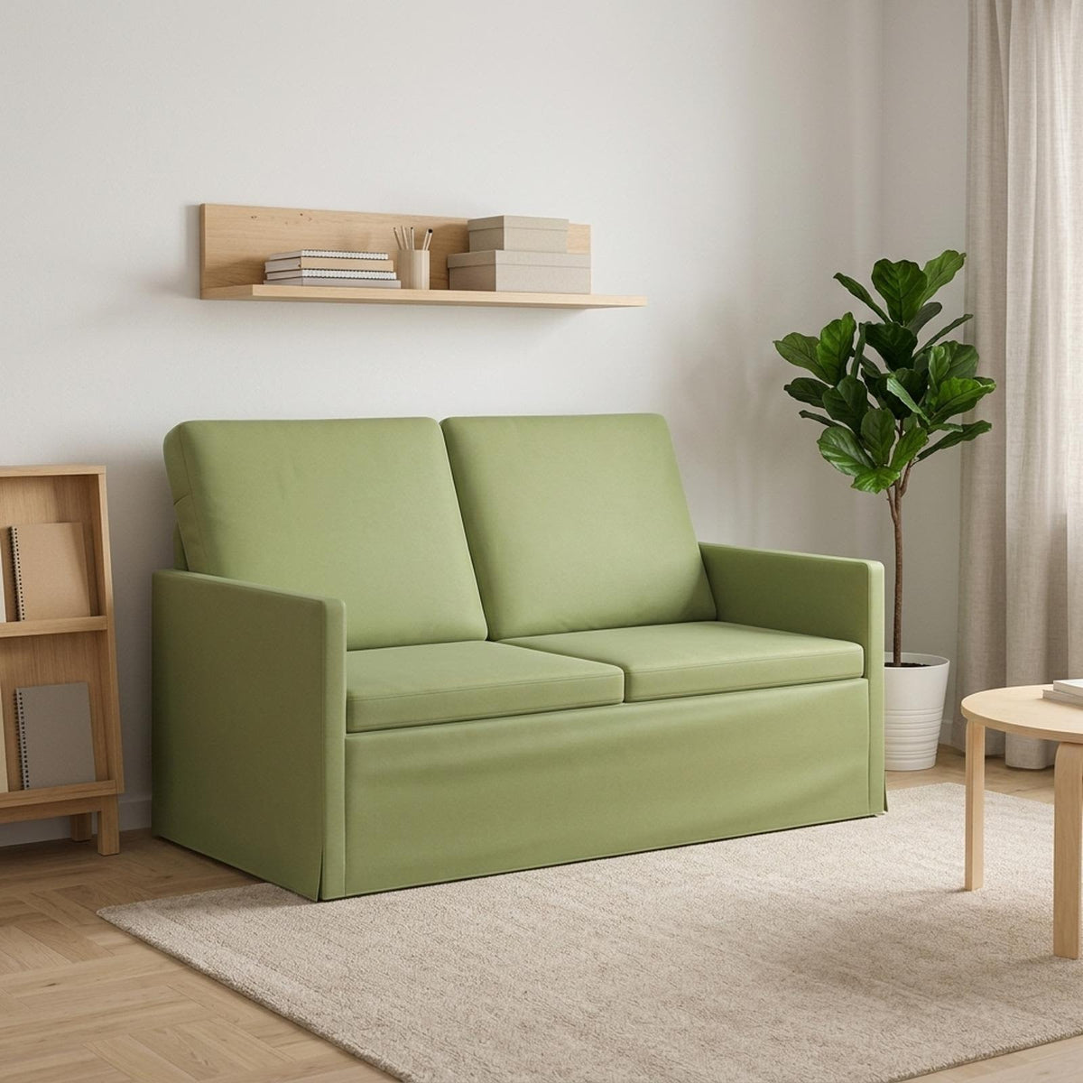 2 Seater Sofa 130 x 81 x 82 cm Velvet 120 cm Light green