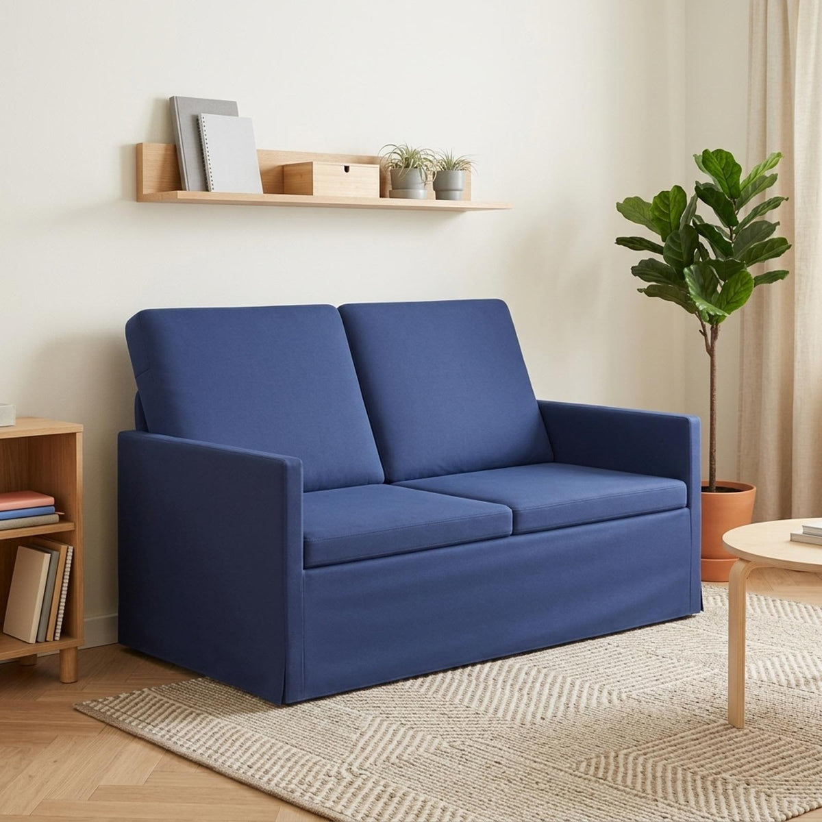2 Seater Sofa 130 x 81 x 82 cm Velvet 120 cm Police blue