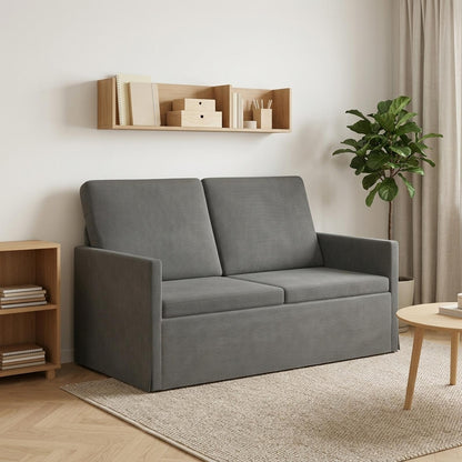 2 Seater Sofa 130 x 81 x 82 cm Corduroy Fabric 120 cm Dark grey