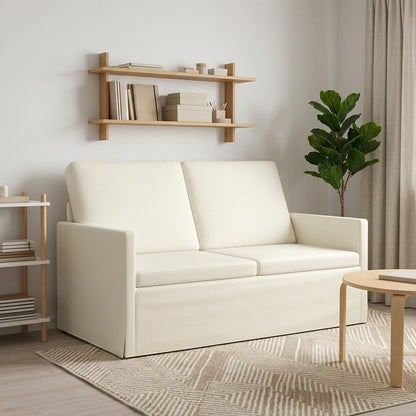 2 Seater Sofa 130 x 81 x 82 cm Corduroy Fabric 120 cm Cream