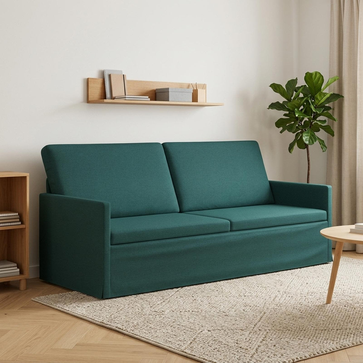 3 Seater Sofa 190 x 81 x 82 cm Fabric 180 cm Dark green