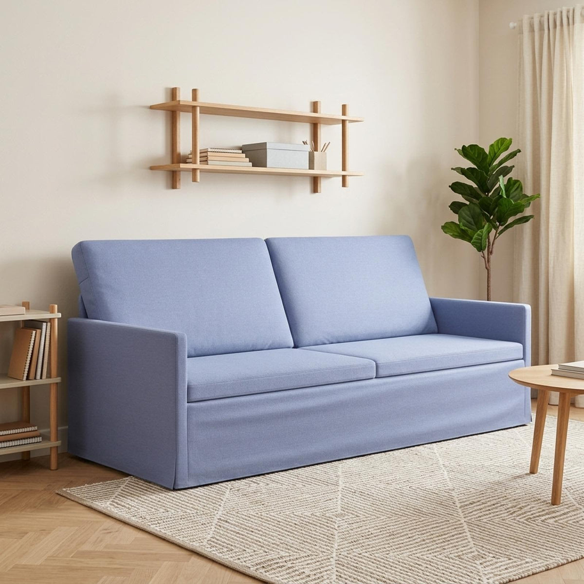 3 Seater Sofa 190 x 81 x 82 cm Fabric 180 cm Jeans blue