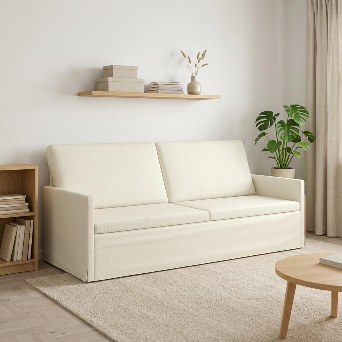 vidaXL 3 Seater Sofa Cream 190 x 81 x 82 cm Corduroy Fabric 1