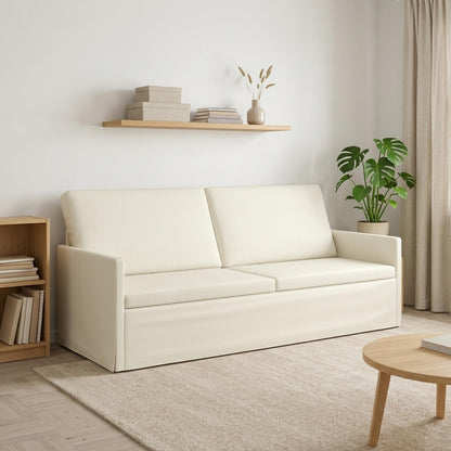 vidaXL 3 Seater Sofa Cream 190 x 81 x 82 cm Corduroy Fabric 1