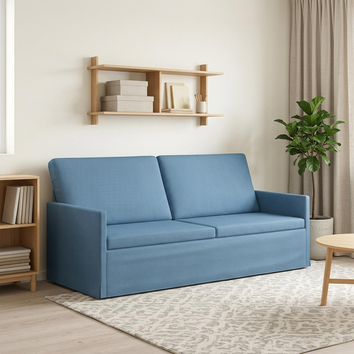 vidaXL 3 Seater Sofa Blue 190 x 81 x 82 cm Corduroy Fabric 1