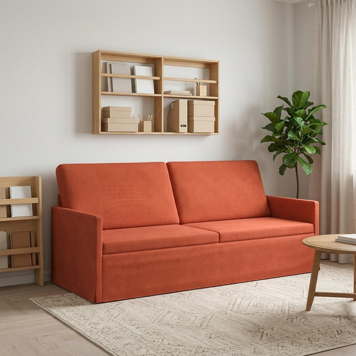 vidaXL 3 Seater Sofa Red Orange 190 x 81 x 82 cm Corduroy Fabric 1