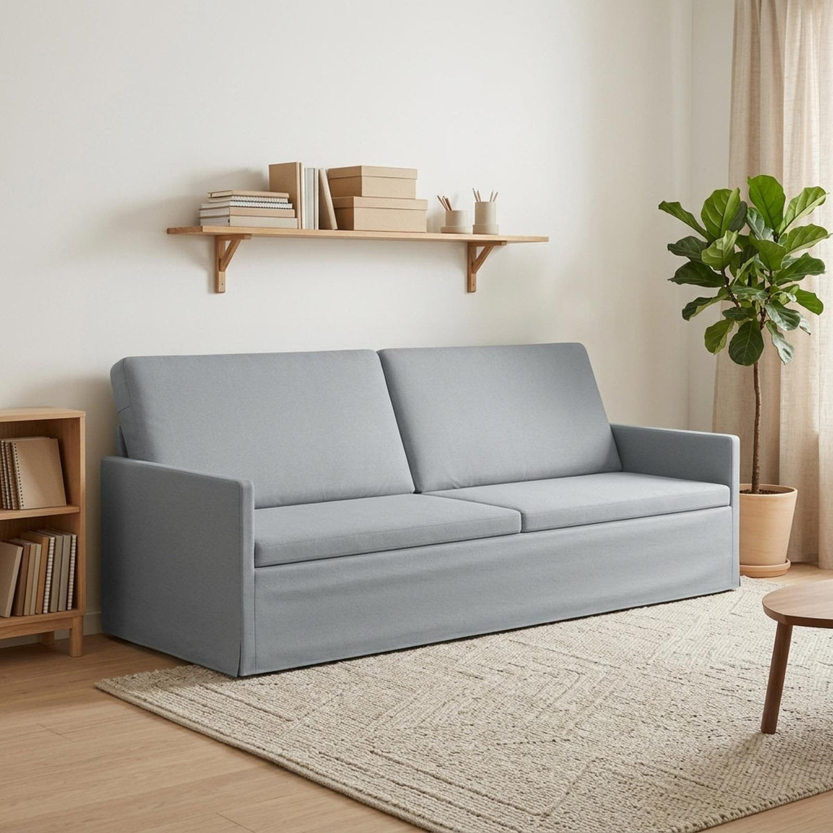 vidaXL 3 Seater Sofa Light Grey 220 x 81 x 82 cm Fabric 1