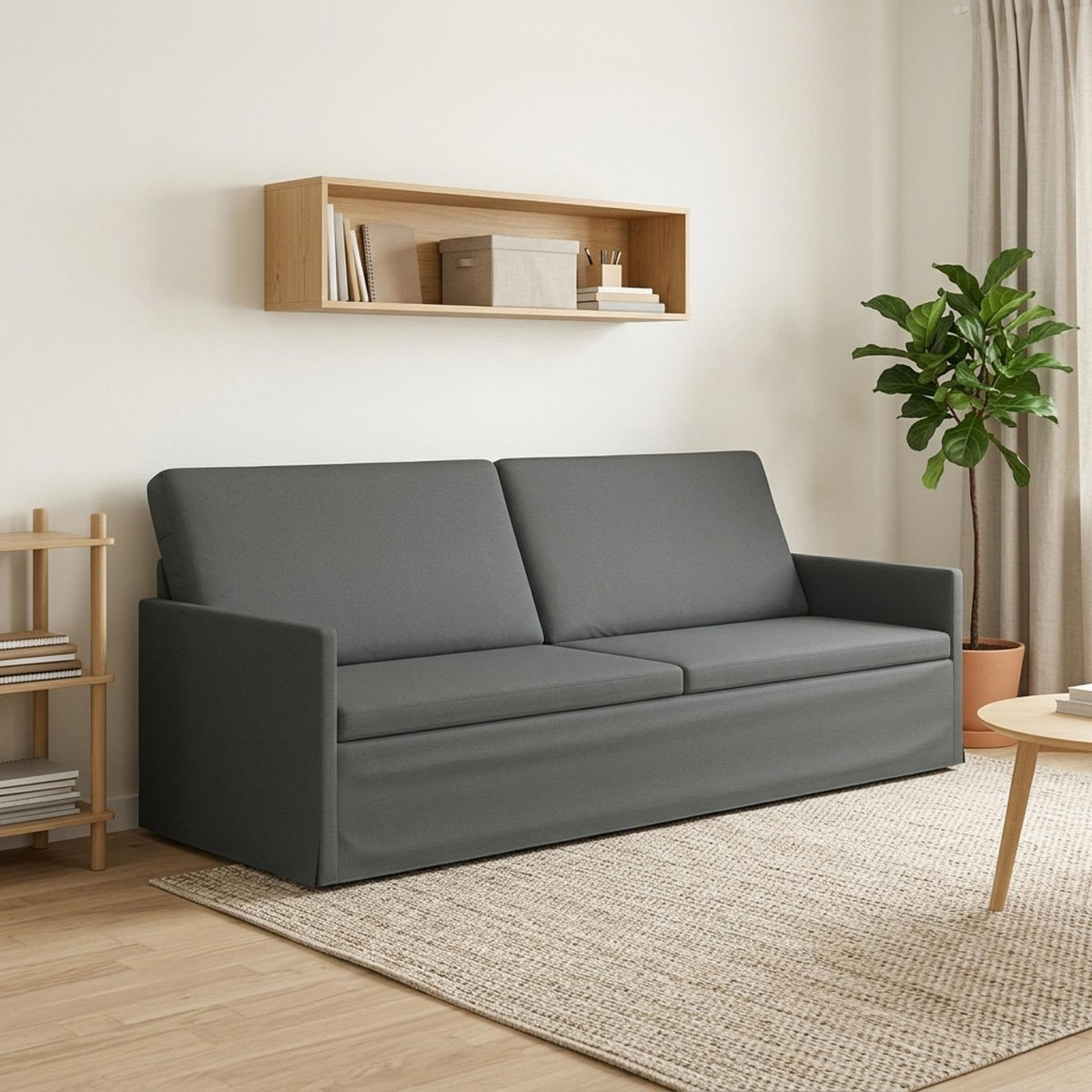 vidaXL 3 Seater Sofa Dark Grey 220 x 81 x 82 cm Fabric 1