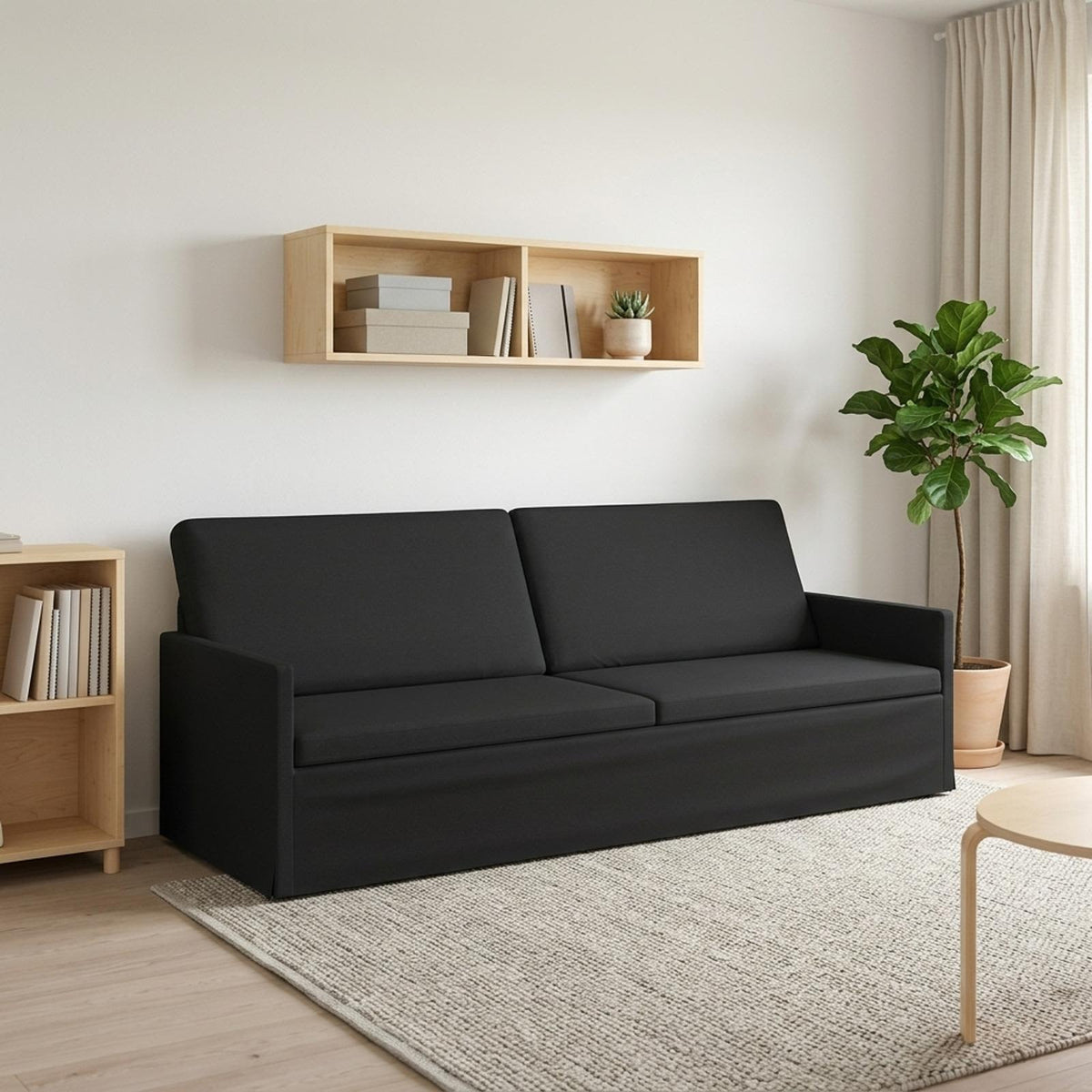 vidaXL 3 Seater Sofa Black 220 x 81 x 82 cm Fabric 1