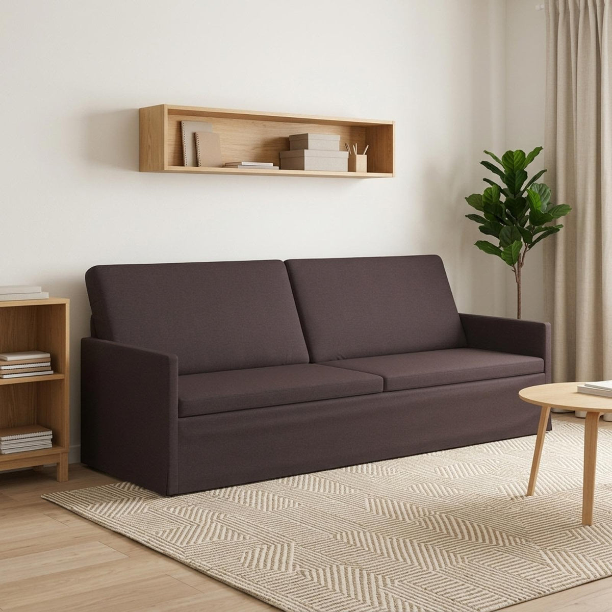vidaXL 3 Seater Sofa Dark Brown 220 x 81 x 82 cm Fabric 1
