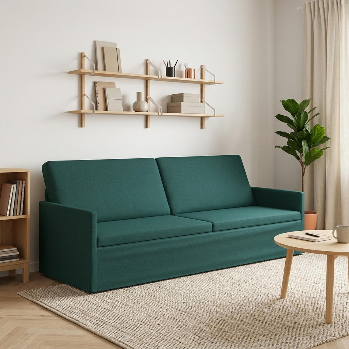 vidaXL 3 Seater Sofa Dark Green 220 x 81 x 82 cm Fabric 1