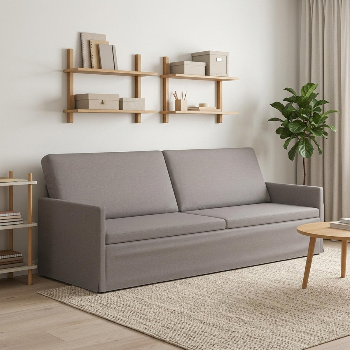 vidaXL 3 Seater Sofa Taupe 220 x 81 x 82 cm Fabric 1