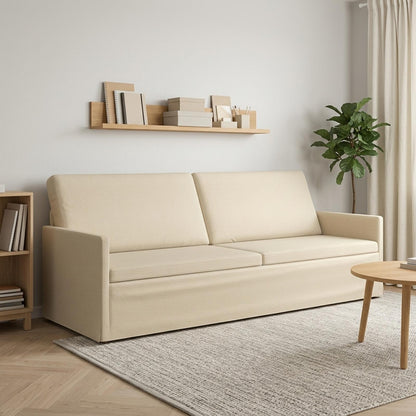 vidaXL 3 Seater Sofa Cream 220 x 81 x 82 cm Fabric 1
