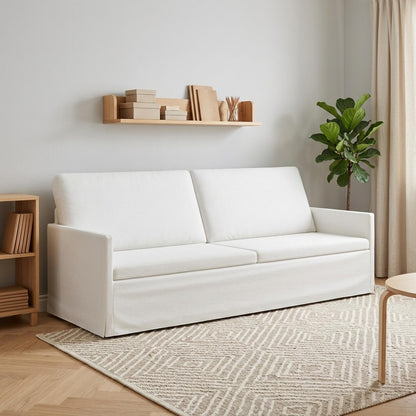 vidaXL 3 Seater Sofa White 220 x 81 x 82 cm Fabric 1