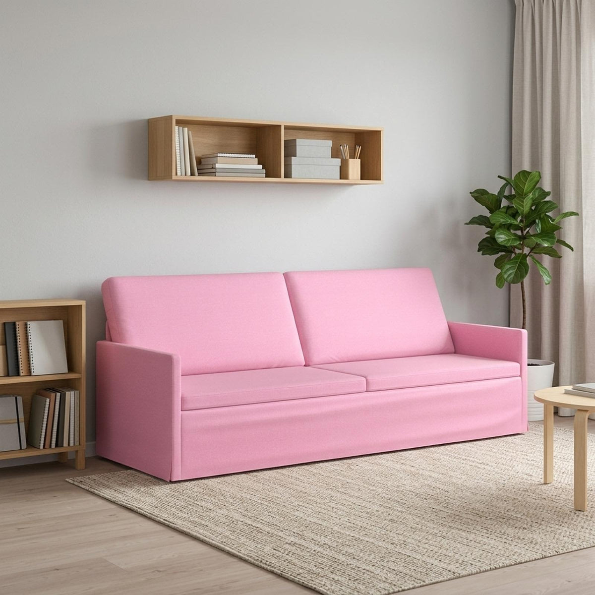 vidaXL 3 Seater Sofa Pink 220 x 81 x 82 cm Fabric 1