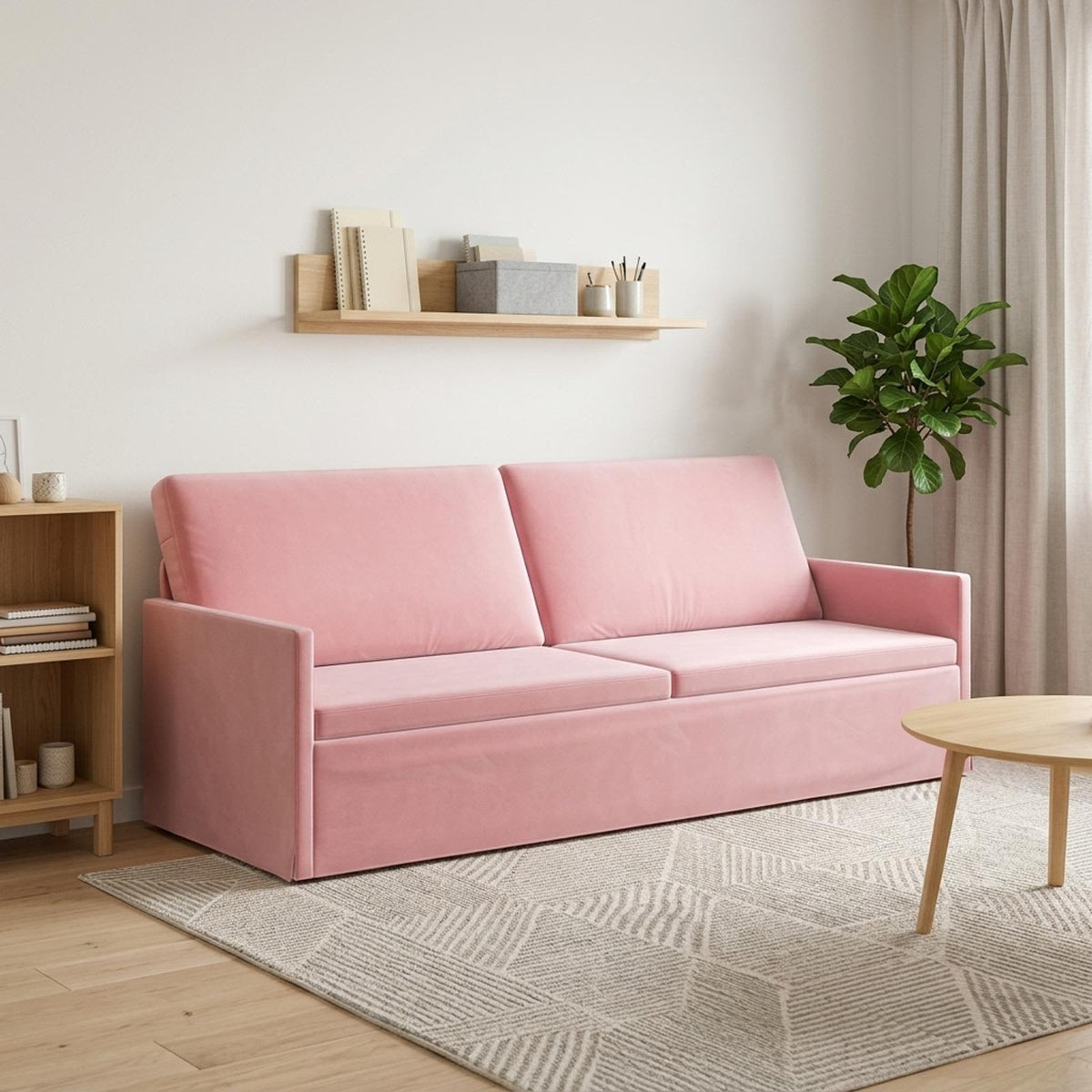 vidaXL 3 Seater Sofa Pink 220 x 81 x 82 cm Velvet 1