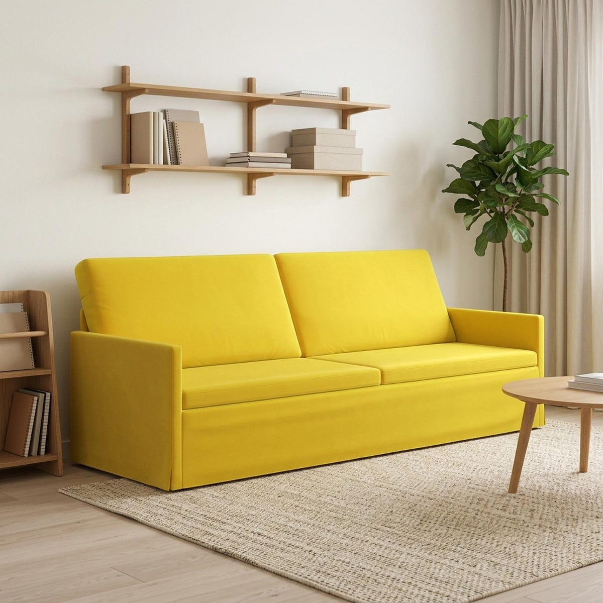 vidaXL 3 Seater Sofa Yellow 220 x 81 x 82 cm Velvet 1
