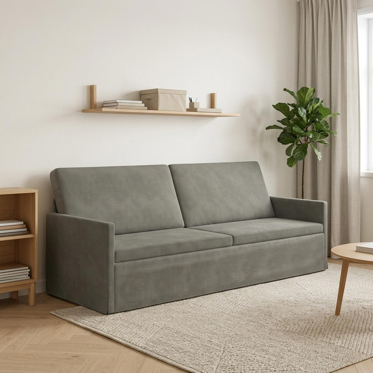 vidaXL 3 Seater Sofa Light Grey 220 x 81 x 82 cm Corduroy Fabric 1