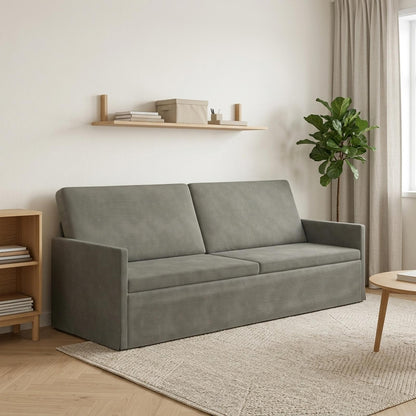 vidaXL 3 Seater Sofa Light Grey 220 x 81 x 82 cm Corduroy Fabric 1