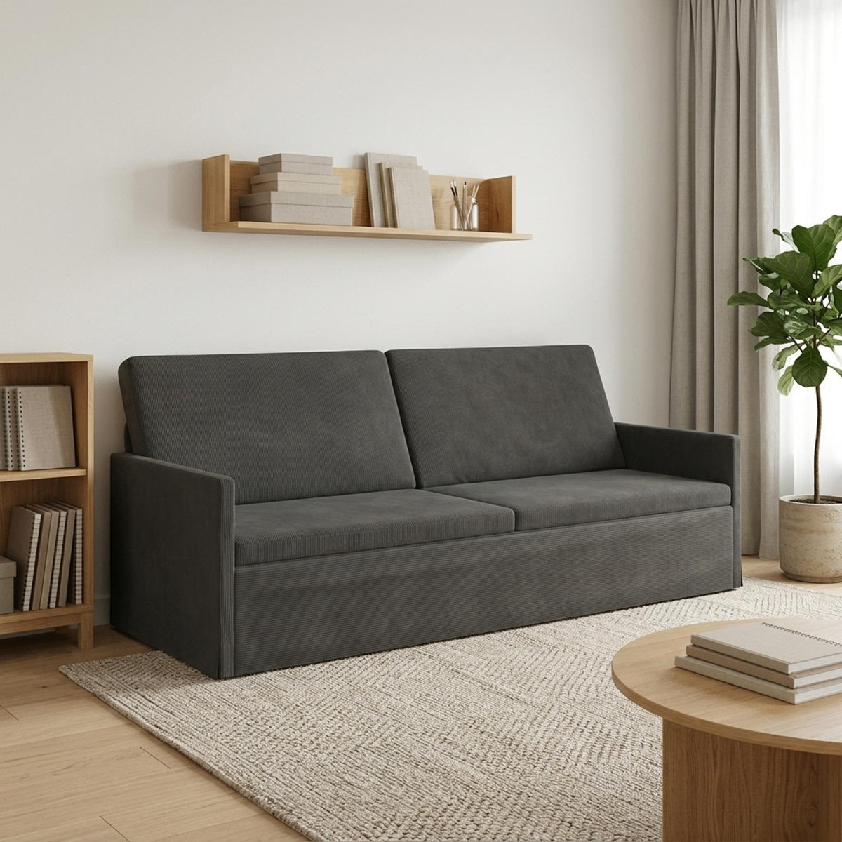 vidaXL 3 Seater Sofa Dark Grey 220 x 81 x 82 cm Corduroy Fabric 1
