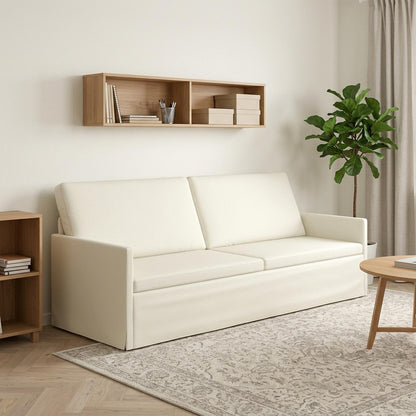vidaXL 3 Seater Sofa Cream 220 x 81 x 82 cm Corduroy Fabric 1